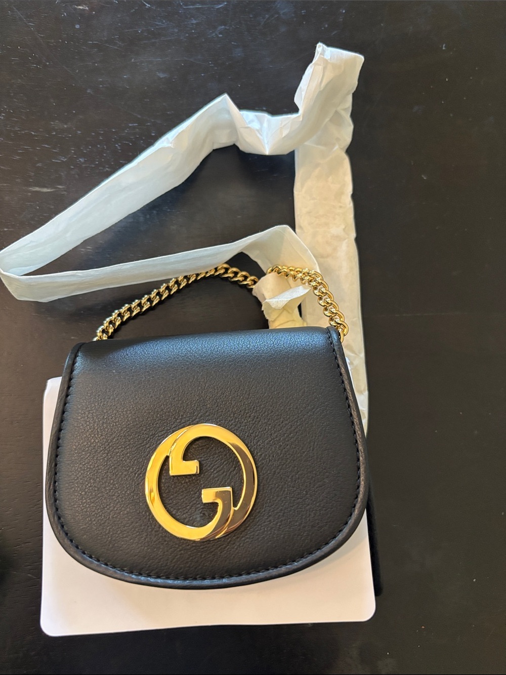 Gucci Black Leather Mini Wallet with Gold Double G - Picture 2 of 9